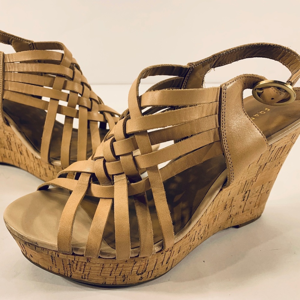 FRANCO SARTO Womens Leather Platform Wedge Sandals